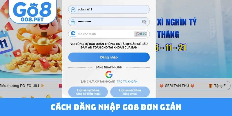 Cách đăng nhập Go8 siêu đơn giản