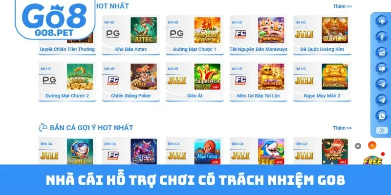 Nhà cái hỗ trợ chơi có trách nhiệm GO8